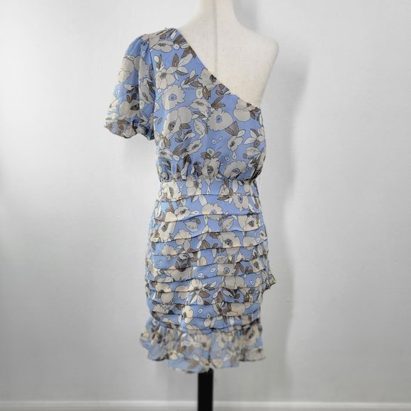 ASTR The Label one sleeve tulip skirt mini dress Sz L NEW - Picture 7 of 9